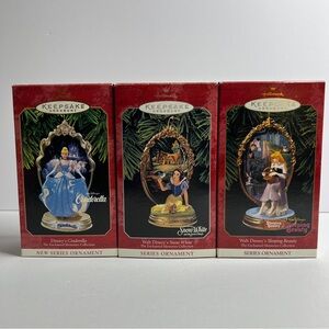 Hallmark Keepsake Disney Princess Ornament Trio Complete Series In Box 1997-1999